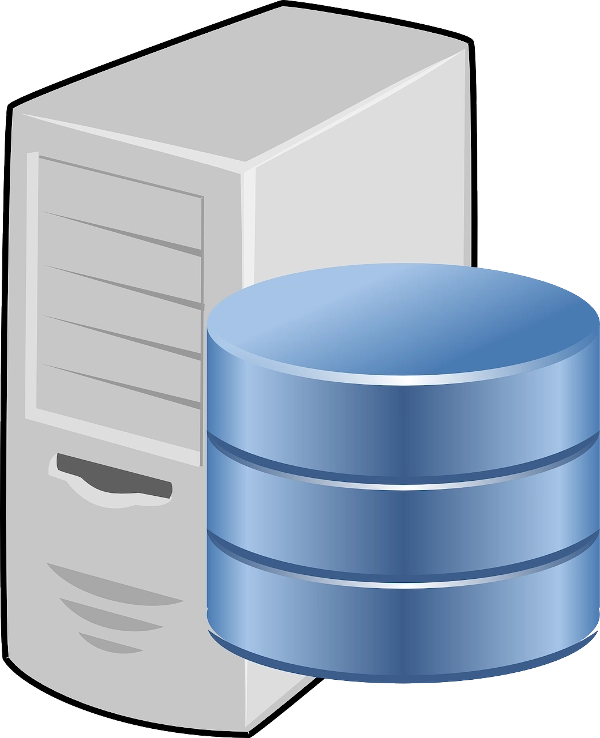 Computer CPU and database icon